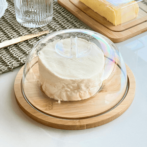 Queijeira Porta Queijo de Bambu com Tampa 20,5cm
