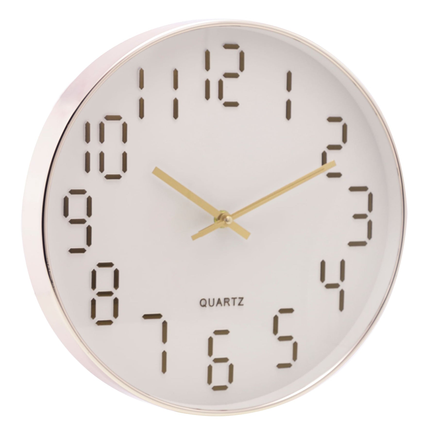 Relógio de Parede em Plástico Quartz Branco com Dourado 30,5cm