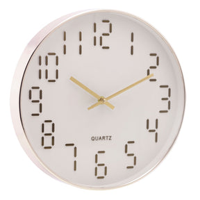Relógio de Parede em Plástico Quartz Branco com Dourado 30,5cm