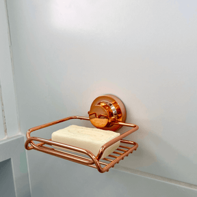 Saboneteira Com Ventosa Ultra Resistente Rose Gold Aramada