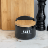 Saleiro de Porcelana com Colher Manhattan Preto 290ml