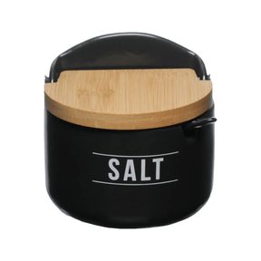 Saleiro de Porcelana com Colher Manhattan Preto 290ml