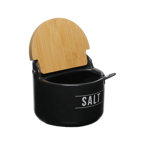 Saleiro de Porcelana com Colher Manhattan Preto 290ml