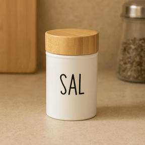 Saleiro e Branco Doha com Tampa de Bambu