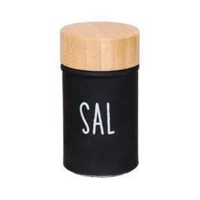 Saleiro Preto Doha com Tampa de Bambu 90ml