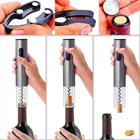 Kit Abridor de Vinho Elétrico Automático Inox 4 Peças