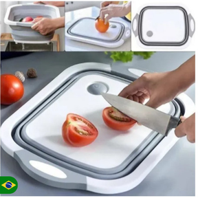 Tábua de Corte com Bacia Retrátil e Escorredor 3 em 1