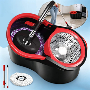 Kit Mop Giratório Com Balde e Cesto de Centrifugação Em Inox