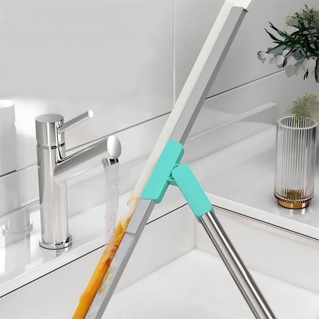 Vassoura Mágica Rodo de Silicone Multiúso Com Cabo de Aço Inox e Gancho
