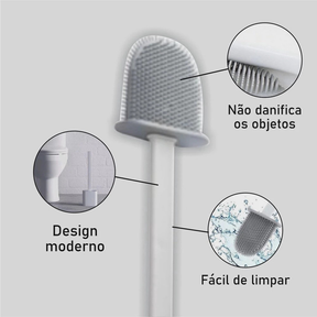 Kit Escova de Silicone para Vaso Sanitário 2 Em 1 Com Base e Mini Escova de Limpeza