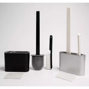 Kit Escova de Silicone para Vaso Sanitário 2 Em 1 Com Base e Mini Escova de Limpeza