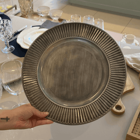 Sousplat Galles Radial Silver Antique Prata 33cm