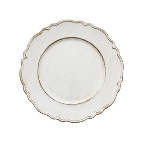 Sousplat Patinado de Plastico Moon Branco 33cm