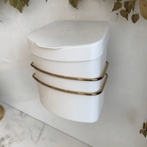 Suporte Com Lixeira De Fixacao Ventosa Branco com Dourado 2,5 Litros
