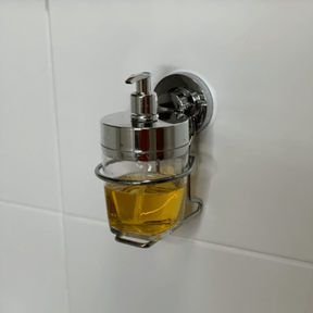 Suporte com Porta Sabonete Liquido Ventosa Cromado - 400 Ml