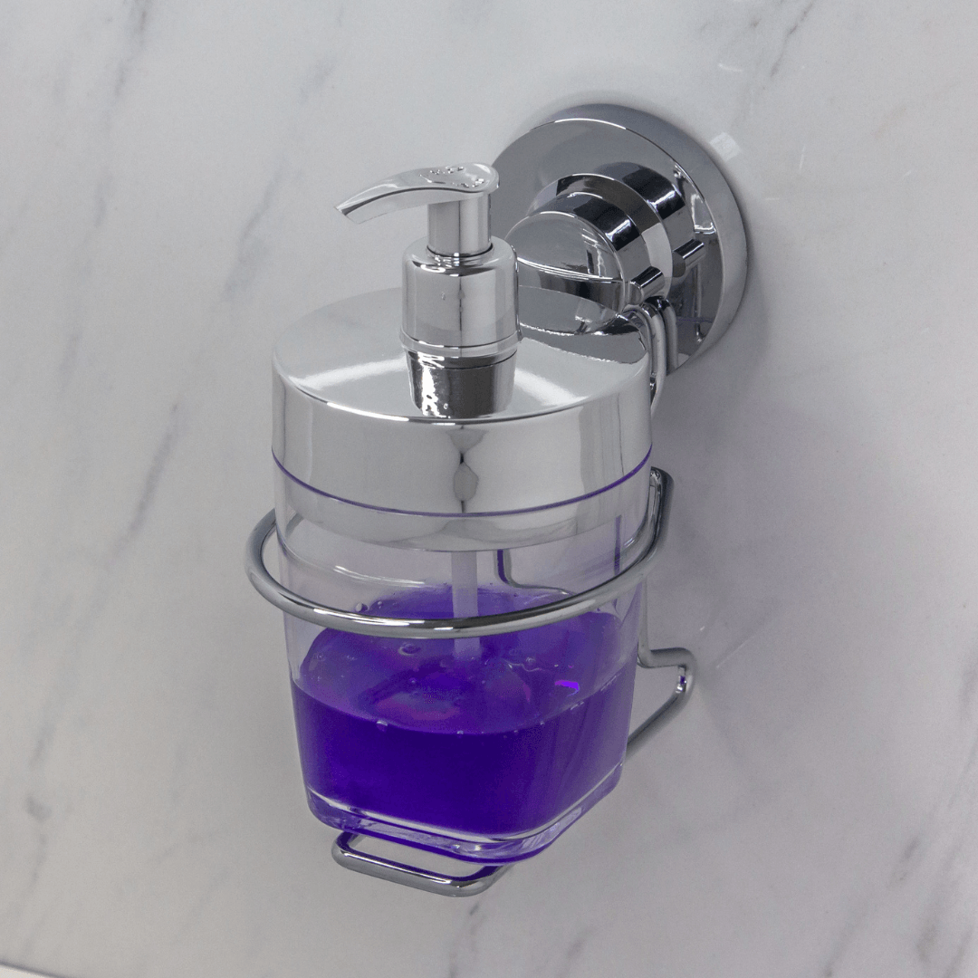 Suporte com Porta Sabonete Liquido Ventosa Cromado - 400 Ml
