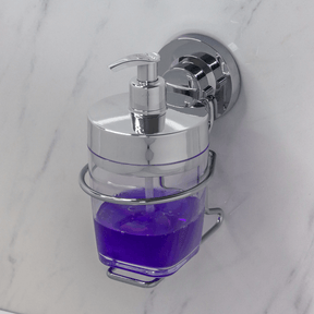 Suporte com Porta Sabonete Liquido Ventosa Cromado - 400 Ml