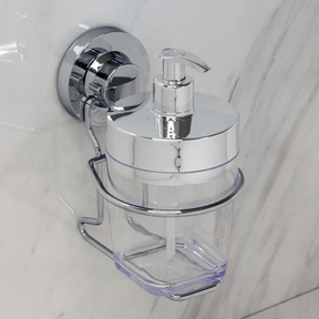 Suporte com Porta Sabonete Liquido Ventosa Cromado - 400 Ml