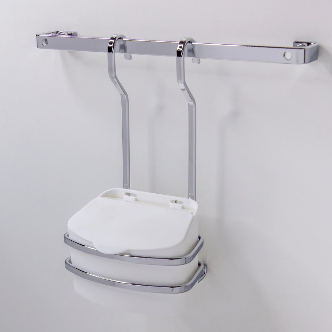 Suporte Cromado com Saleiro Branco 500g Para Barra