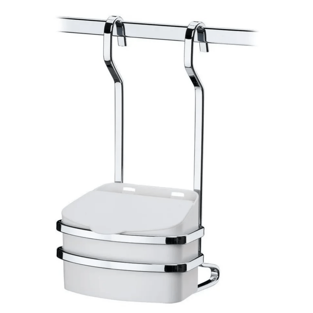 Suporte Cromado com Saleiro Branco 500g Para Barra