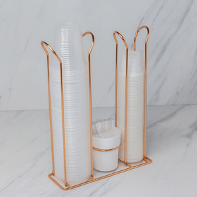 Suporte Organizador Porta Copos 200ml e 50/80ml Porta Mexedores Rose Gold