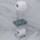 Suporte para Papel Higiênico Chão Duplo Com Porta Objeto Cromado