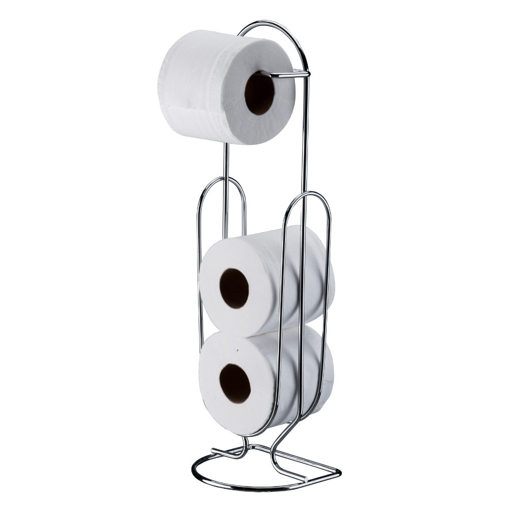 Suporte para Papel Higiênico de Chão Cromado Aço Carbono Capacidade Para 3 Rolos