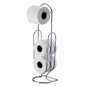 Suporte para Papel Higiênico de Chão Cromado Aço Carbono Capacidade Para 3 Rolos