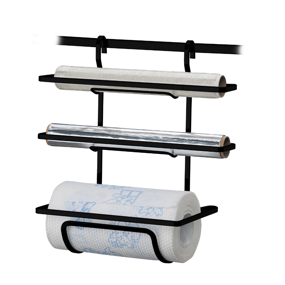 Suporte Para Rolos De Papel Toalha, Alumínio e Pvc Para Barra Preto Fosco Linha Black
