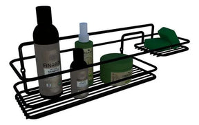 Suporte para Shampoo Com Saboneteira Fixação Parafuso Boa Dica Preto