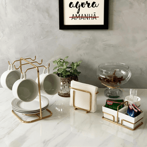 Porta Guardanapos de Papel Pequeno Design Moderno Aço Dourado