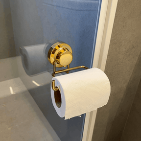 Suporte Porta Papel Higiênico  Fixação por Ventosa Dourado