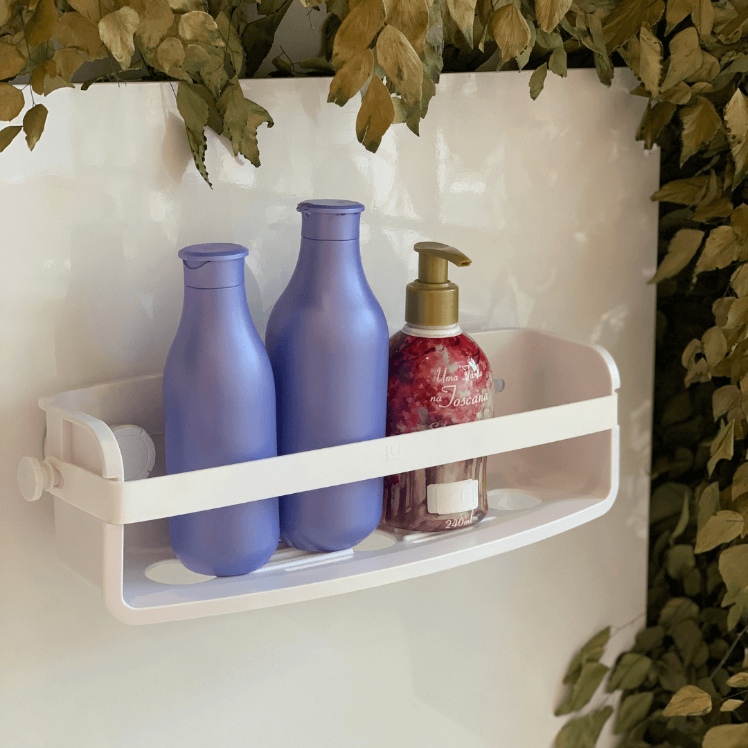 Suporte Porta Shampoo Fixação Adesivo Branco Linha Flex