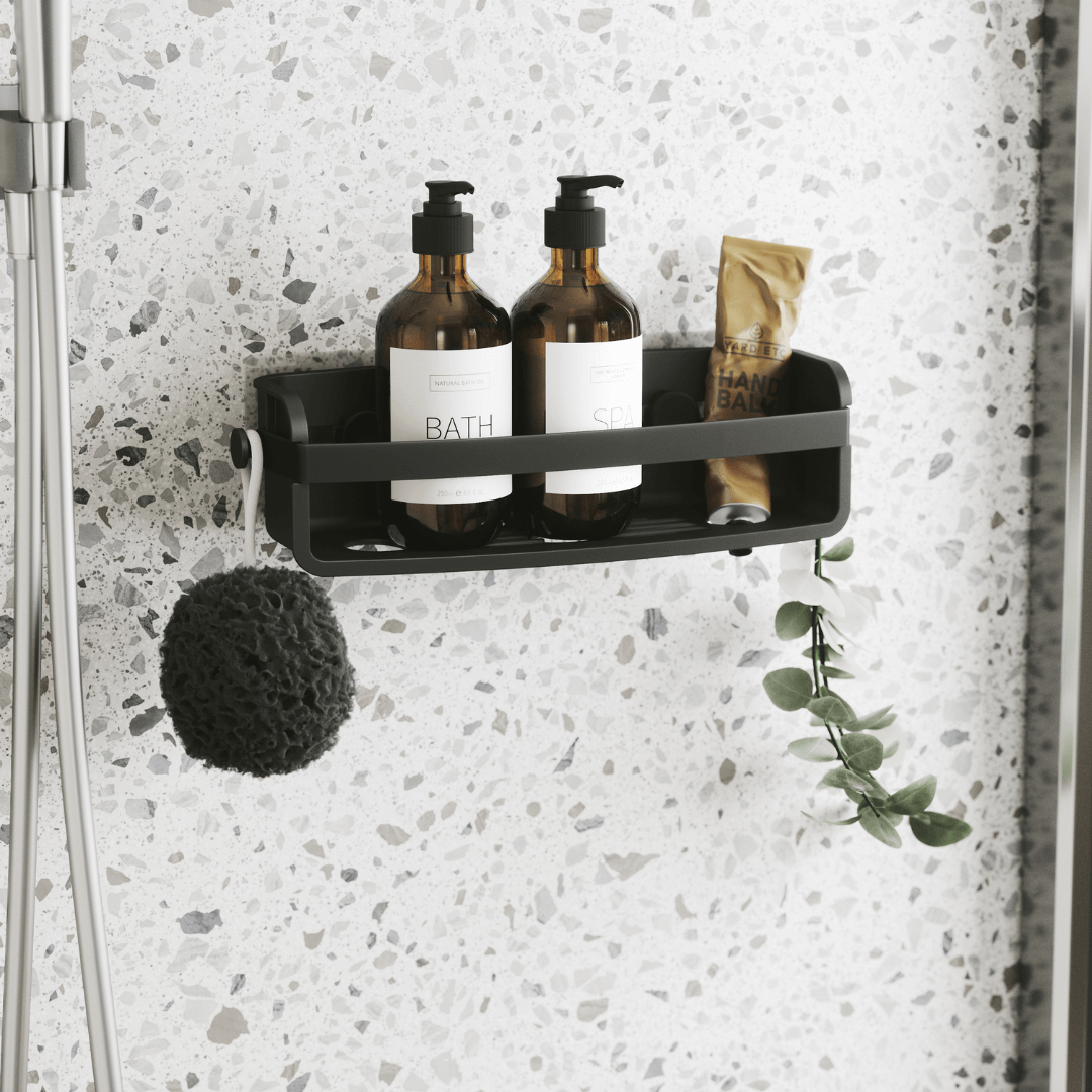 Suporte Porta Shampoo Fixação Adesivo Preto 33cm