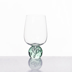 Taça Copo para Vinho com Base Esfera Transparente e Verde 540ml