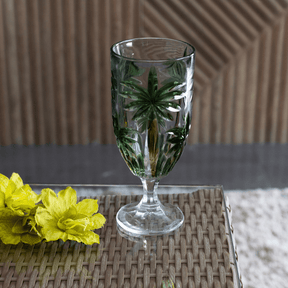 Taça Cristal De Chumbo Palm Tree Handpaint 450ml