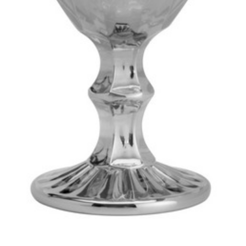Jogo 6 Taças Para Água De Vidro Cinza Fumê Metalizado Diamond - 325 ml
