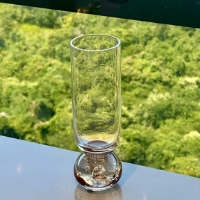 Taça Copo para Champanhe Vidro com Base Esfera Transparente e Âmbar 250ml