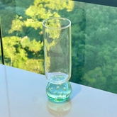 Taça Copo para Champanhe Vidro com Base Esfera Transparente e Verde 250ml