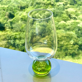 Jogo 6 Taças Base Esfera Verde e Transparente 580ml