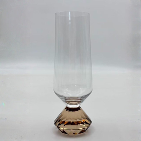 Taça Copo de Vidro para Champanhe com Base Diamante Âmbar 250ml