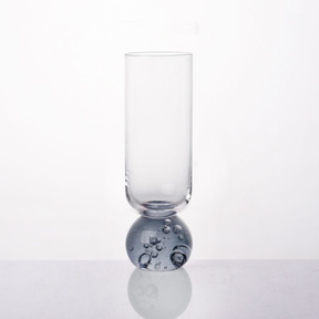Taça para Champanhe Vidro com Base Esfera Transparente e Cinza 250ml