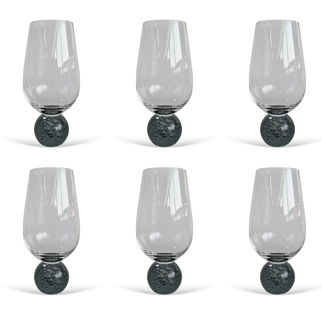 Jogo 6 Taças Base Esfera Fume e Transparente 550ml