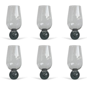 Jogo 6 Taças Base Esfera Fume e Transparente 550ml