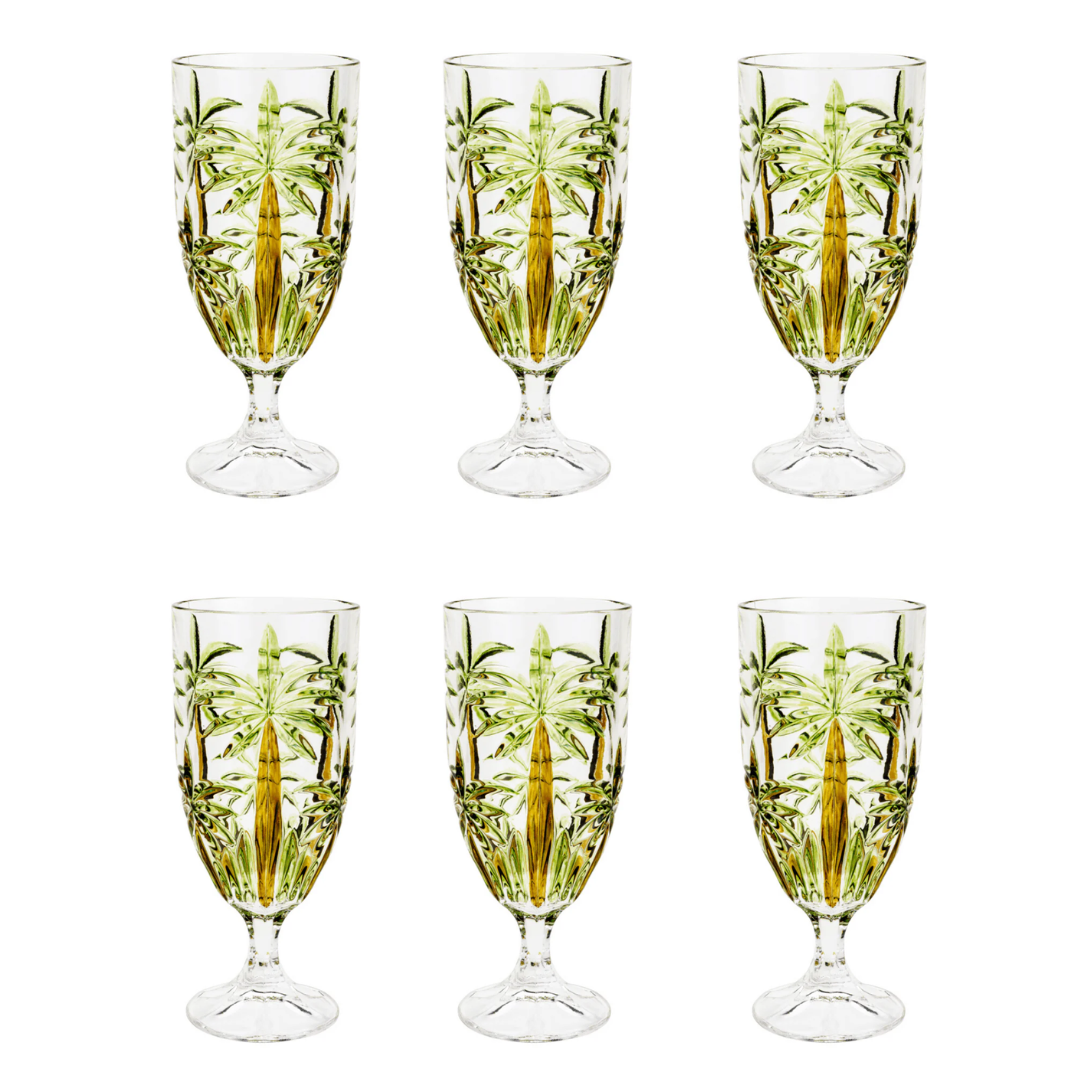 Kit 6 Taças de Cristal Palm Tree Tropical 450ml