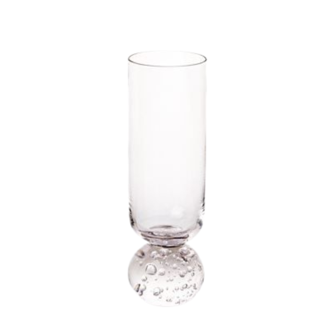 Taça Copo para Champanhe Vidro com Base Esfera Transparente 250ml