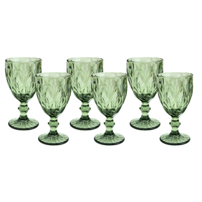 Kit 6 Taças de Vidro Diamond Verde 325ml