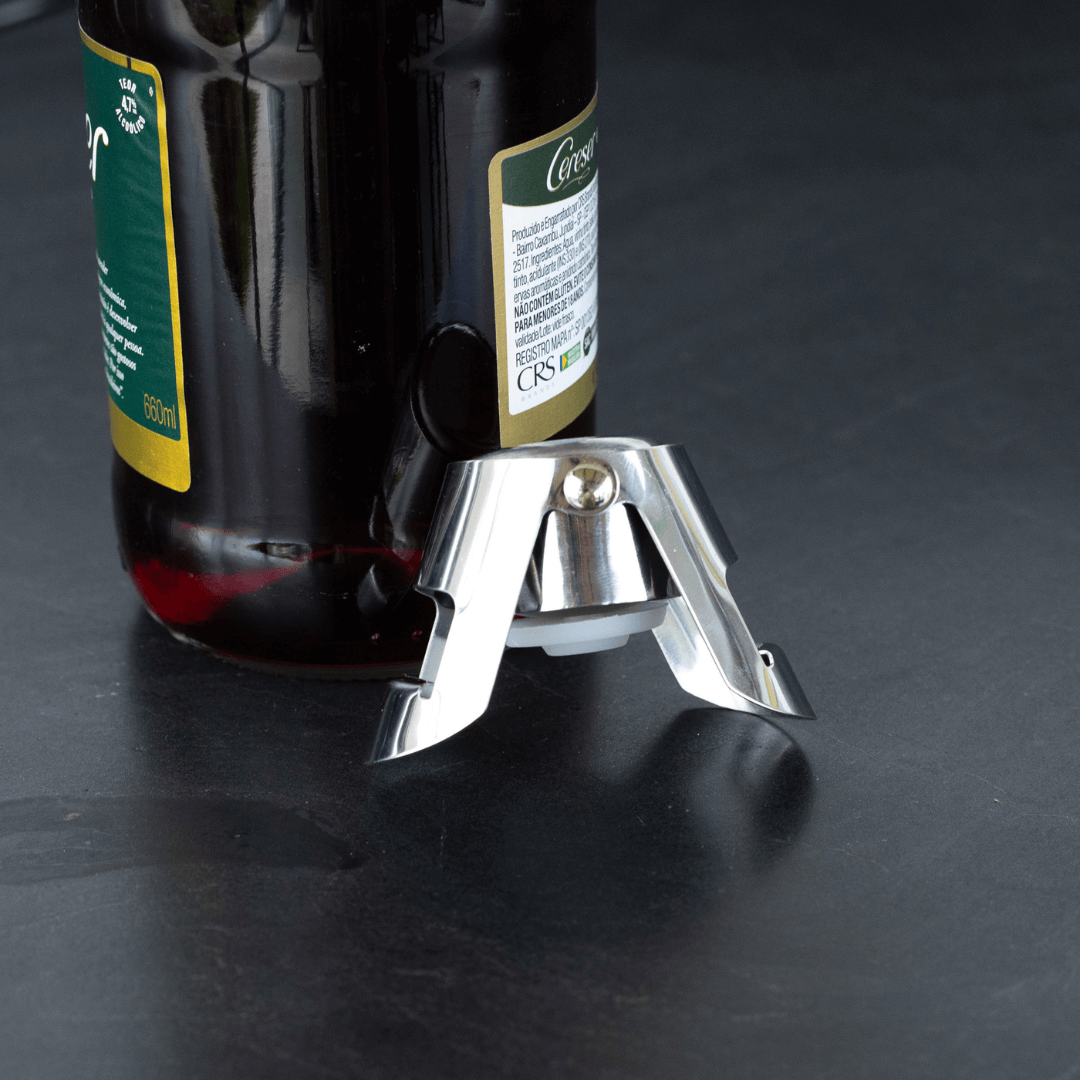 Tampa com Pressão para Champanhe em Aço Inox
