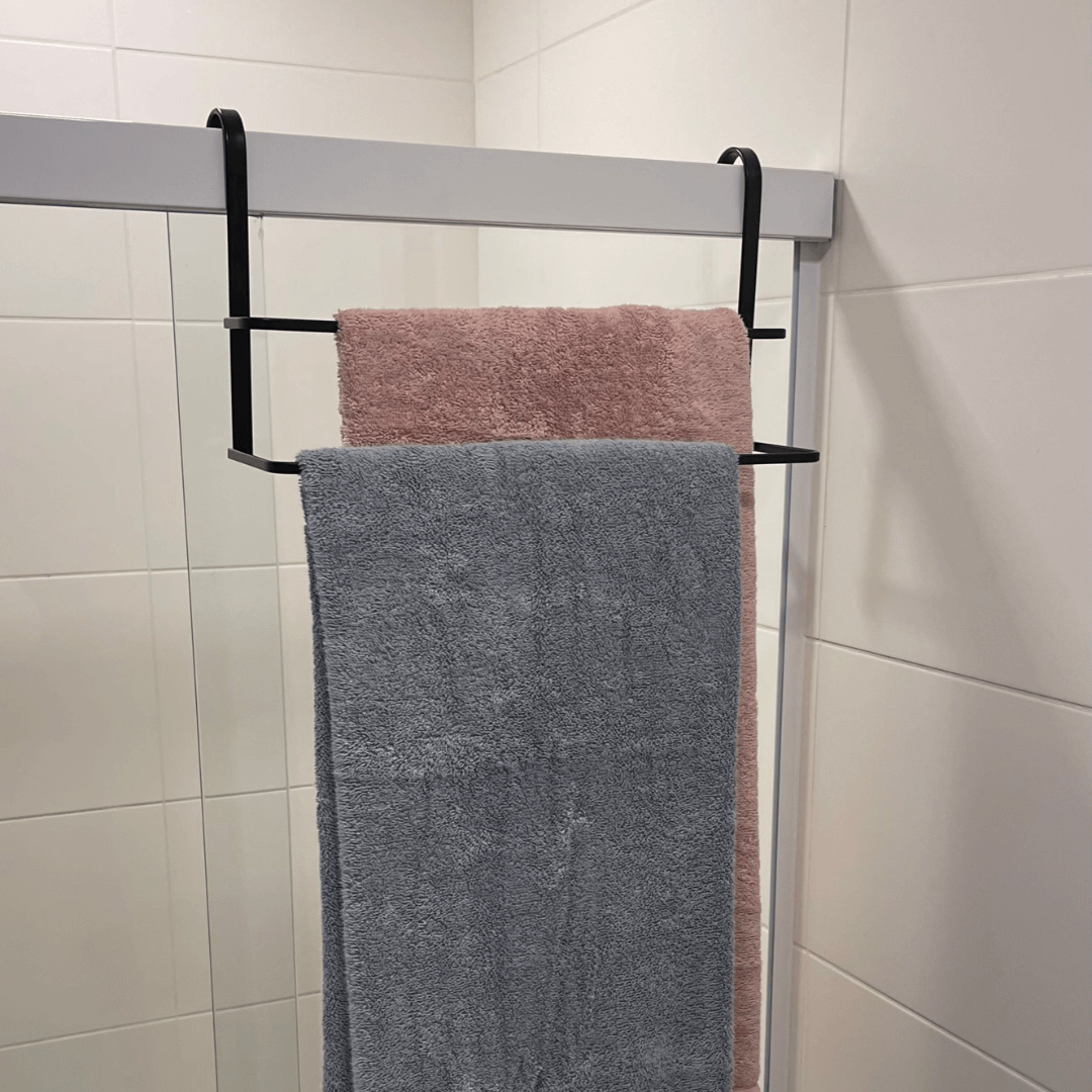 Toalheiro De Box Duplo 45 Cm De Encaixar Preto Fosco Linha Black