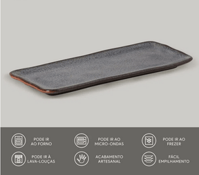Travessa Retangular Orgânica Titanium 33cm
